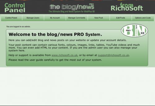 Blog/News Pro System for WebPlus X8