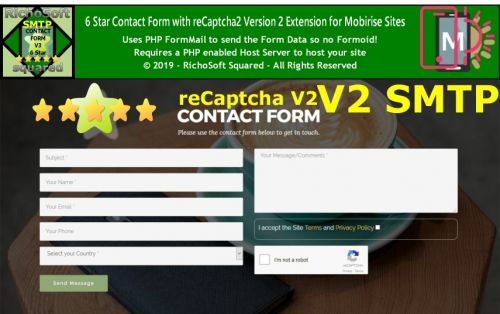 SMTP Mobirise 6 Star reCaptcha2 Contact Form Extension